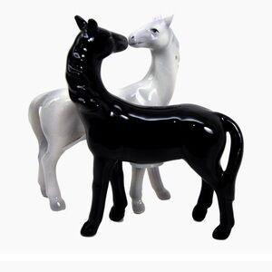 Stylish Black and White Horse Figurines